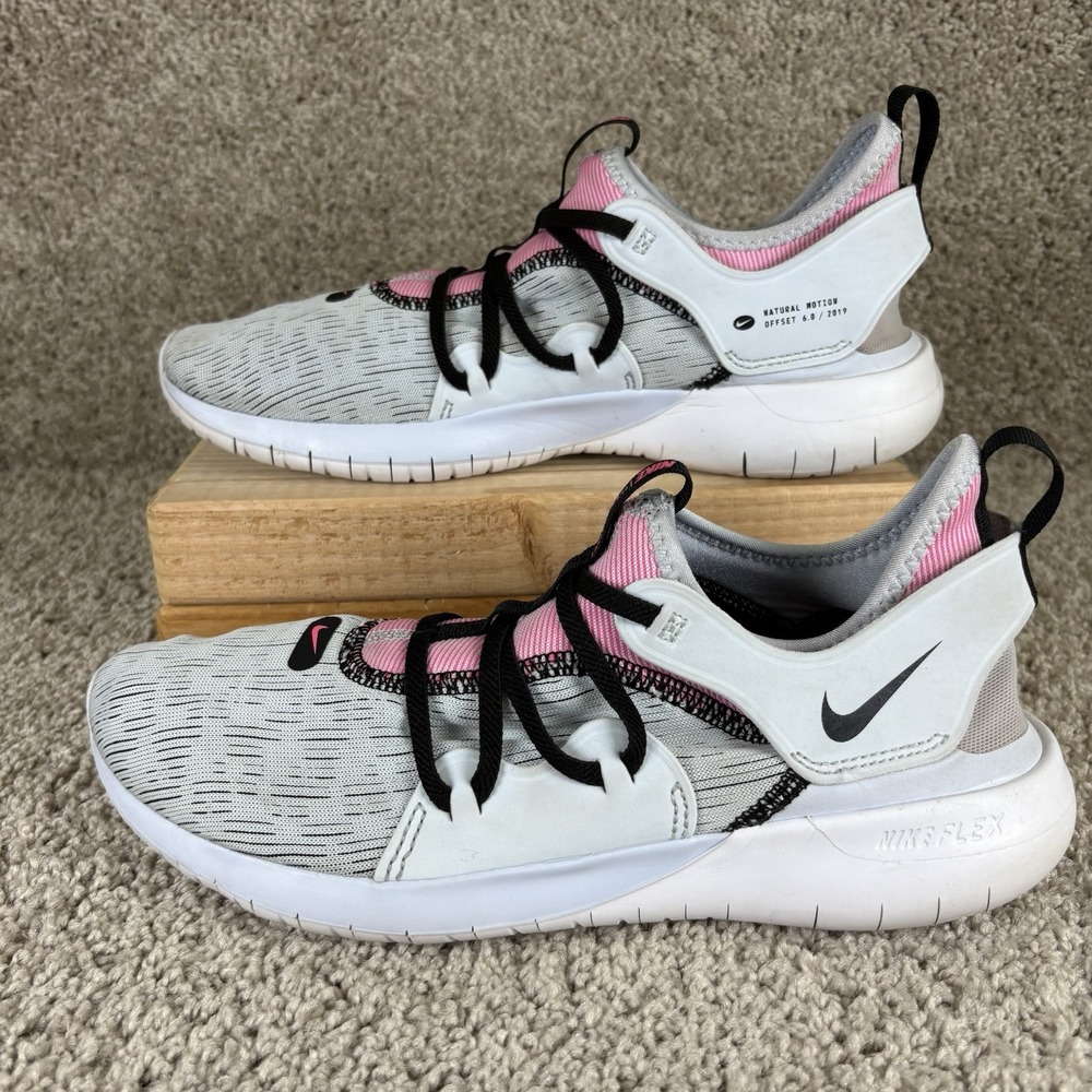 Nike Running Shoes Flex Contact 3 Womens 9.5 White Pink Mesh Athletic Sneaker